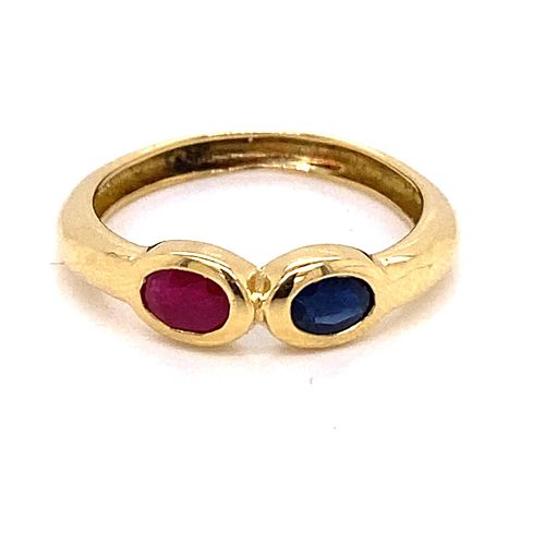 1980â€™s 18k Ruby Sapphire Ring