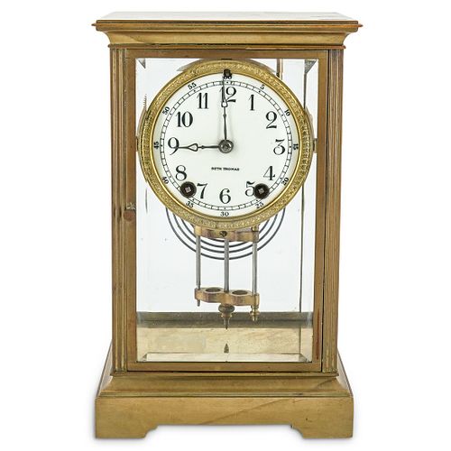 Seth Thomas Brass & Glass Cased Mantle Clock