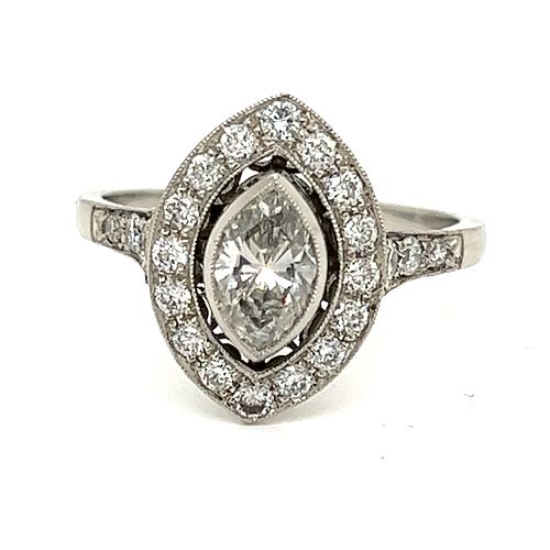 Platinum Diamond Engagement Marquise Ring