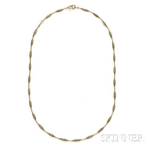 Edwardian 18kt Gold and Enamel Chain