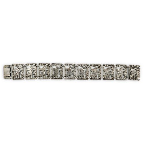 Antique Sterling Silver Reticulated Link Bracelet
