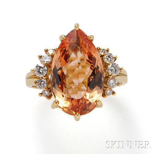 18kt Gold, Topaz, and Diamond Ring