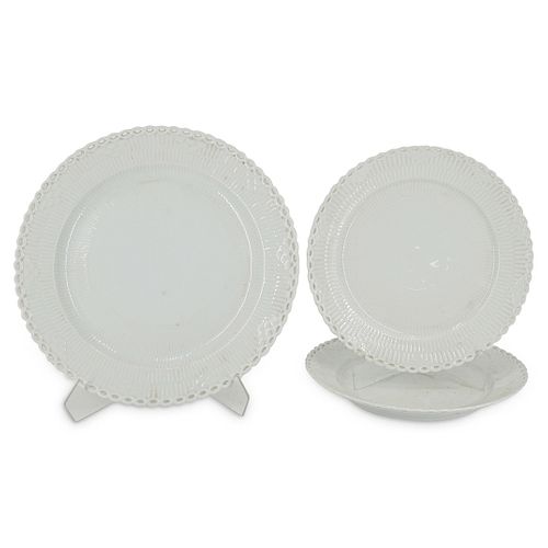 (3 Pcs) Royal Copenhagen "White Full Lace" Porcelain Plates