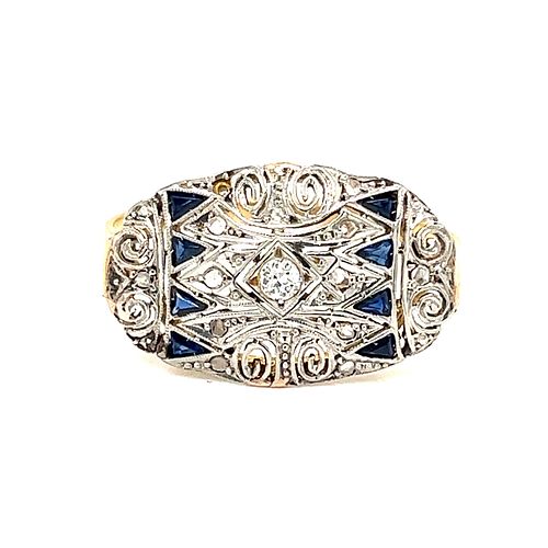 Art Deco Diamond Sapphire Ring