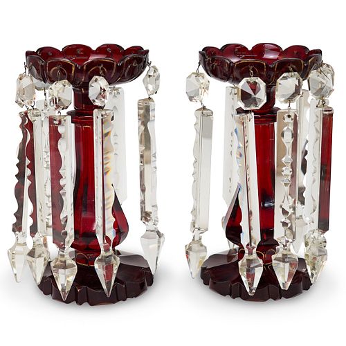 Pair of Bohemian Glass and Crystal Lusters