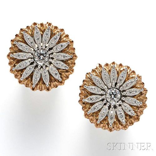 18kt Bicolor Gold and Diamond Earrings