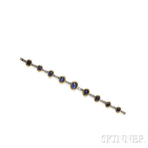 18kt Bicolor Gold, Sapphire, and Diamond Bracelet