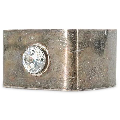 Sterling Cuff With Cubic Zirconium Inset