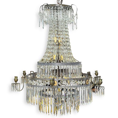 Bronze and Crystal 17-Light Chandelier
