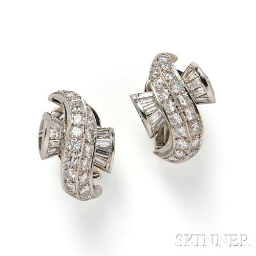 White Gold and Diamond Earclips