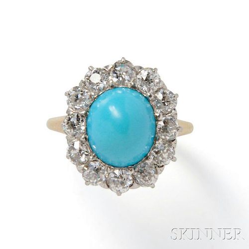Edwardian Turquoise and Diamond Ring