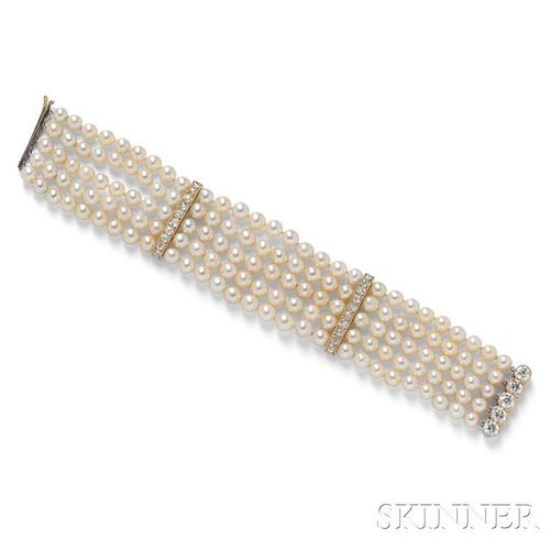 Natural Pearl and Diamond Bracelet