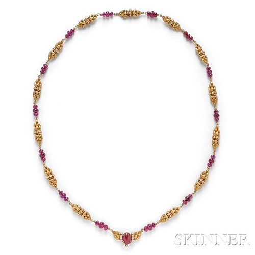 18kt Gold, Ruby, and Diamond Necklace, Van Cleef & Arpels