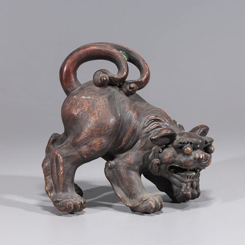Chinese Gilt Bronze Lion Statue