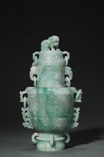 Qing Dynasty A Carved Nephrite Jade Vase
