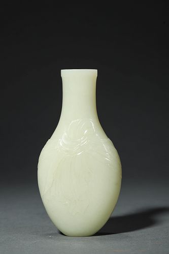 QianLong, A Carved White Jade Vase

