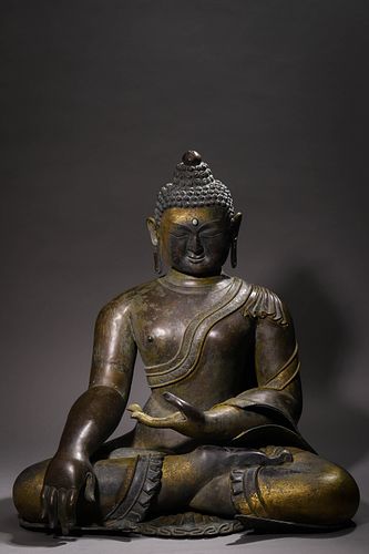Yuan Dynasty Chinese Gilt Bronze Buddha Statue