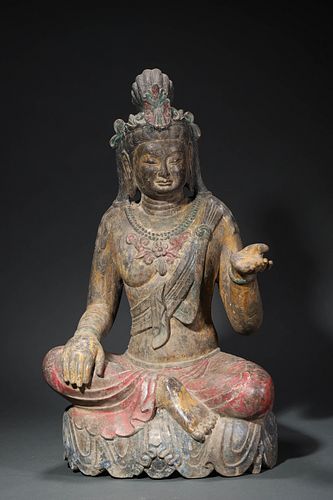 An Early Carved Stone Seated Buddha Statue