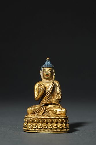 QianLong, A Gilt Bronze Seated Buddha Statue