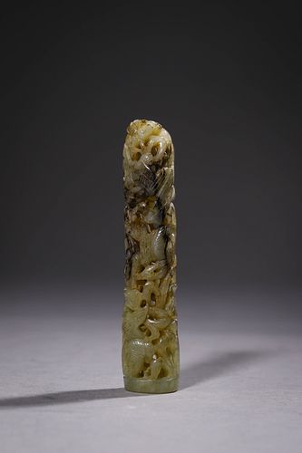 Qing: Jade Carving Flower and Bird Ornament