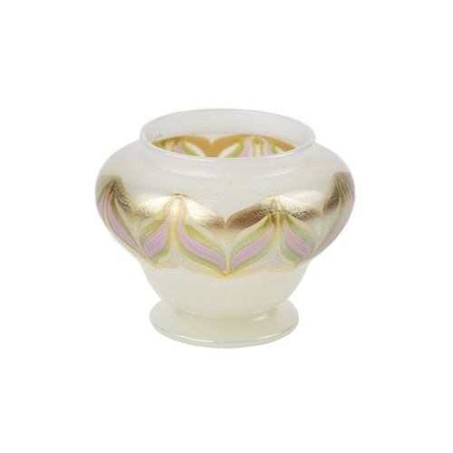 Louis Comfort Tiffany White Gold and Pink Glass Vase