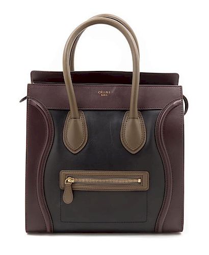 A Celine Multicolor Boston Handbag, 12" x 12" x 7".