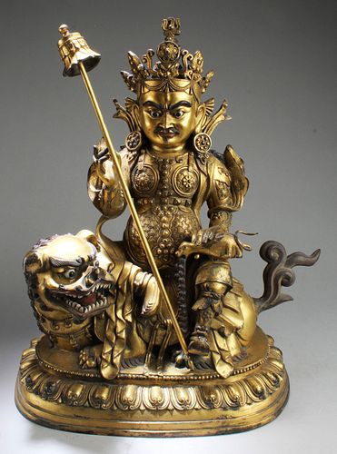 18th C. Chinese Gilt Bronze Bodhisattva Statue