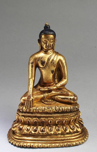 15th Century Gilt Bronze Buddha Statue