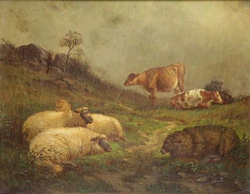WIGGINS, J. Carleton. Oil on Canvas. Sheep and