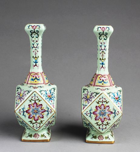 A Pair of Chinese Famille Verte Vases