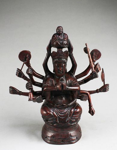 A Wooden Carved Bodhisattva Statue
