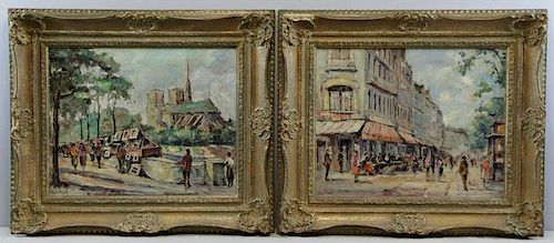 PICOT, Andre. Pair of Oils on Canvas. Parisian