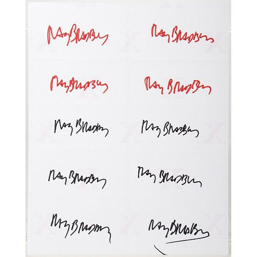 Ray Bradbury set of 10 signed stickers/book plates