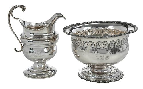 Coin Silver Pitcher and Tiffany Bowl