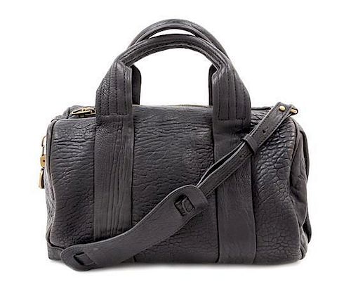 An Alexander Wang Black Leather Rocco Satchel Handbag, 13" x 12" x 4.5".