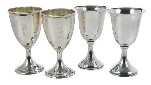 Two Set Sterling Goblets, 14 Pieces 