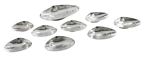 Set of Nine Wallace Sterling Shell Dishes