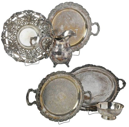 Six Silver Plate Table Items