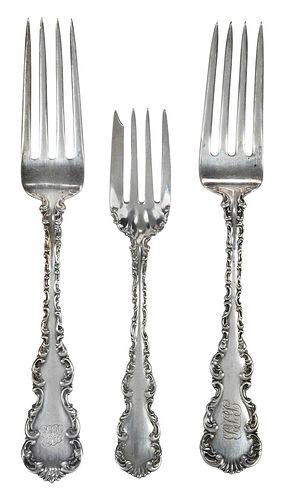 Nineteen Whiting Louis XV Sterling Forks