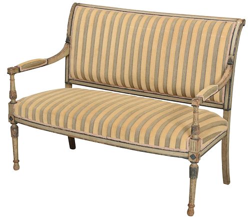 Directoire Style Paint Decorated Beechwood Settee