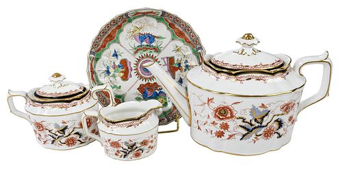 Three Piece Royal Crown Derby Tea Set, Worcester Plate