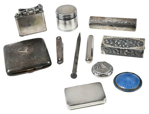 Eleven Silver Cases and Desk Items