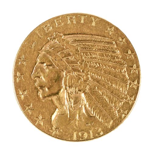 1913 Indian Head $5 Gold Coin