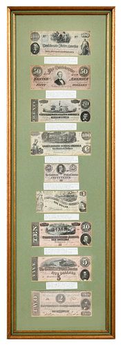 Framed Confederate Currency