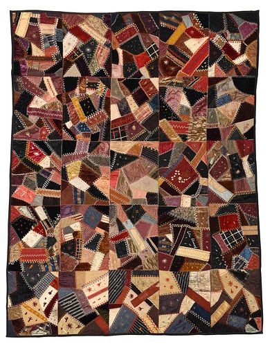 American Embroidered "Crazy" Quilt