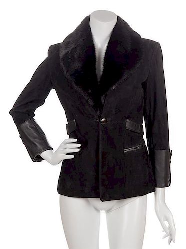 A Tod's Black Suede Jacket, Size 40.
