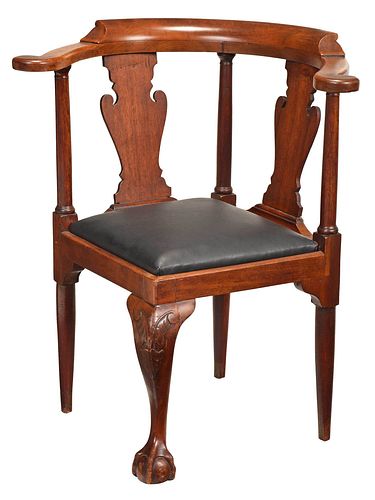 Chippendale Carved Walnut Corner Chair