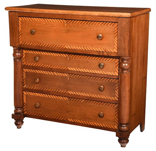 American Classical Walnut Four Drawer Chest