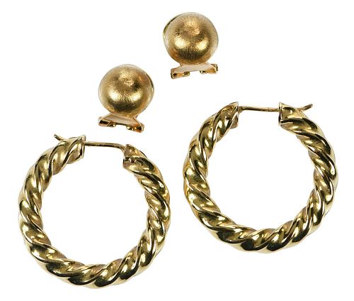 Two Pairs 18kt. Earrings