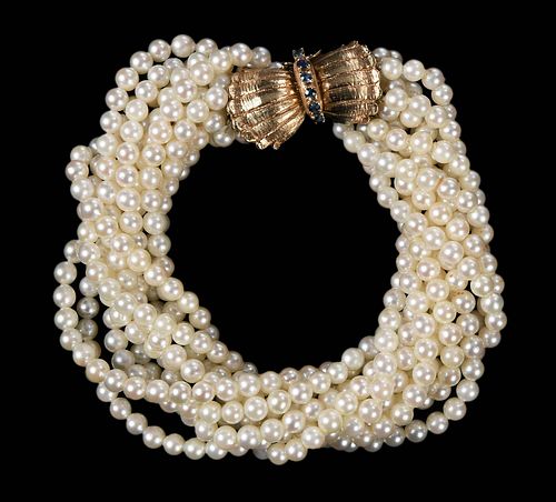 14kt. Pearl and Sapphire Bracelet